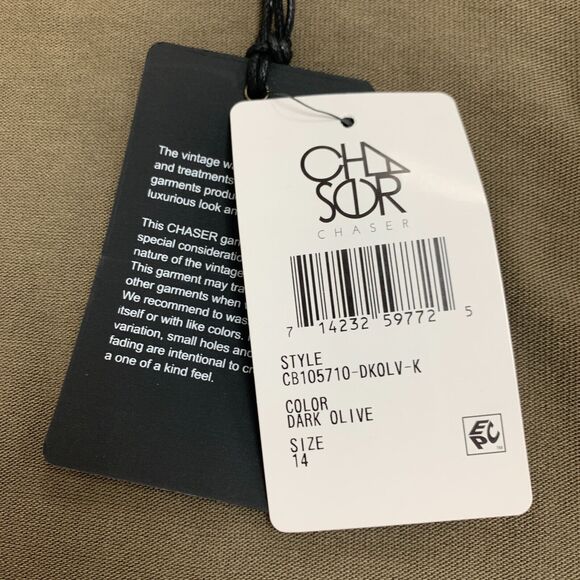 Chaser Sweatshirt Womens 14 Dark Olive Crew Neck Pleated Cuff Long Sleeve Top - Picture 7 of 12